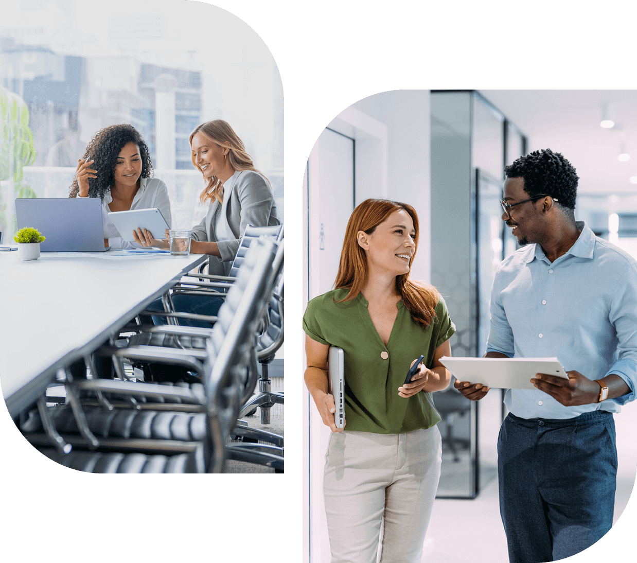 People collaborating in modern office setting.